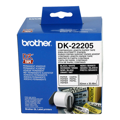 Brother DK-22205 White Continuous Paper Roll - GENUINE