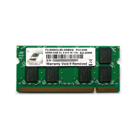 G.skill 2GB PC2-5300 / DDR2 667 Mhz CL5 1.8V 200pin so dimm