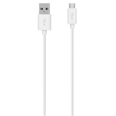 BELKIN  MICRO USB TO USBCHARGE/SYNC CABLE,1.2 METRE, WHITE, 1 YR WTY