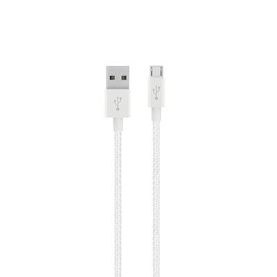 BELKIN  MICRO USB TO USB CHARGE/SYNC CABLE, 1.2M, METALLIC WHITE, 2 YR WTY