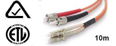 10M Multimode LC/ST Duplex Fiber Patch Cable 62.5/125