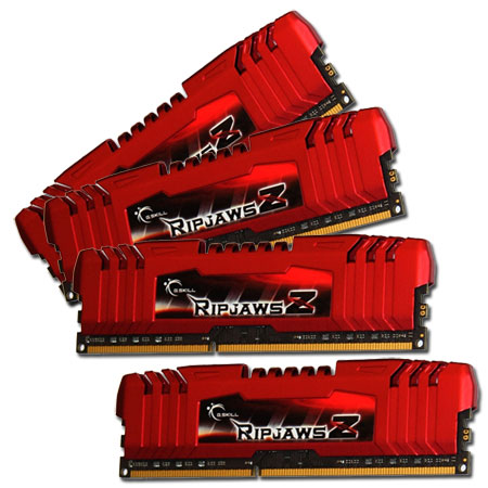 G.skill 32GB(8GB x 4) DDR3-1600 PC3 12800 CL 10-10-10-30-2N 1.5V Quad Channel Memory Designed For Intel X79 platform RipjawsZ