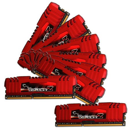 G.skill 64GB(8GB x 8)DDR3-1600 PC3 12800  CL 10-10-10-30-2N 1.5V Quad Channel Memory Designed For Intel X79 platform,RipjawsZ