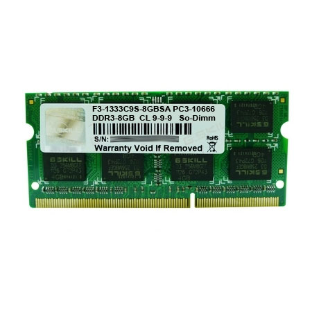 G.skill 8GB(8GB x 1)DDR3-1333 PC3 10600 / 10666  CL 9-9-9 2N 1.5 Volts