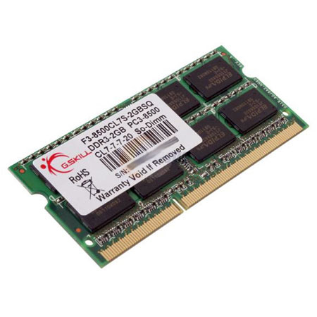 G.skill 2GB PC3-8500 / DDR3 1066 Mhz 7-7-7-20 1.5V SODIMM