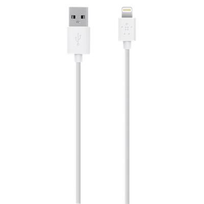 BELKIN LIGHTNING CHARGE/SYNC CABLE, 2M,WHITE, 1 YR WTY