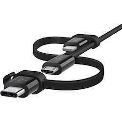 BELKIN UNIVERSAL CABLE WITH MICRO-USB, USB-C AND LIGHTNING CONNECTORS,1.2M,2YR WTY