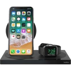 BELKIN POWERHOUSE WIRELESS CHARGING FOR APPLE WATCH & IPHONE(7.5W),USB-A (1),BLACK,2 YR WT