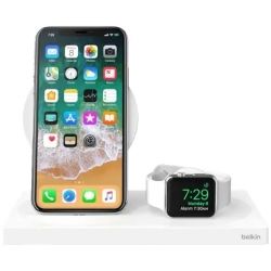 BELKIN POWERHOUSE WIRELESS CHARGING FOR APPLE WATCH & IPHONE(7.5W),USB-A (1),WHITE,2YR WTY