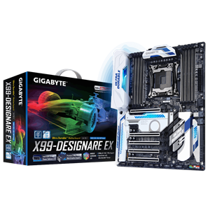 Gigabyte GA-X99-Designare-EX ATX MB LGA2011-3 8xDDR4 2xIntel LAN 3xPCIEX16 3xSLI 3xCrossFire SATAE 10xSATA3 M.2 U.2 USB-C 3.1 9xUSB3.0 (LS)