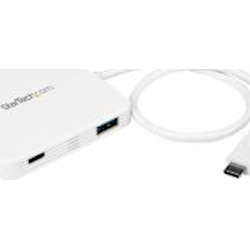 3-Port USB-C Hub with Power Delivery - USB-C to 3x USB-A - USB 3.0 Hub - White