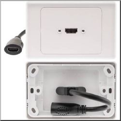 HORIZONTAL HDMI WALL PLATE WITH FLEXIBLE REAR SOCKET SINGLE 1X HDMI