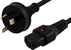 50cm IEC LOCK Power Cable 3 Pin AU Plug to IEC-C13(F) Black