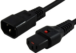 1m IEC LOCK Power Cable IEC-C14(M) to IEC-C13(F) Black