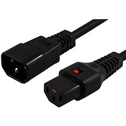 2m IEC LOCK Power Cable IEC-C14(M) to IEC-C13(F) Black