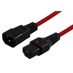 3m IEC LOCK Power Cable IEC-C14(M) to IEC-C13(F) Red