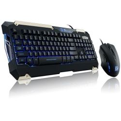 Thermaltake KB-KMC-PLBLUS-01, Knucker Elite Gaming Keyboard and Mouse Combo, Ergonomic Design, 1yr Wty