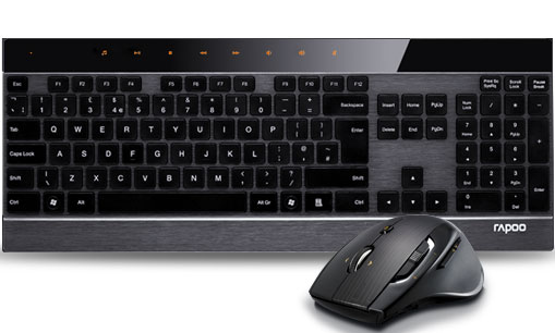 RAPOO 8900P 5GHz Wireless Laser Metal Keyboard Mouse Combo - UltraThin Adjustable HD Laser Engine