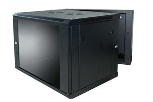 LINKBASIC 6U, 600x550x501mm, Smokey-gray Glass door with hinged rear Access - Black