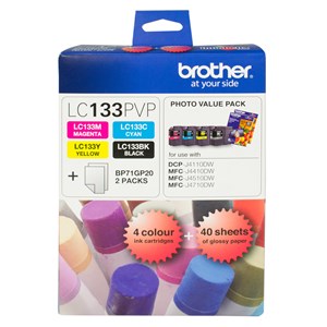 Brother MFC-4410DW/J4510DW/J4710DW / DCP-J4110DW Photo Value Pack B/C/M/Y Ink + 40sht Photo Paper