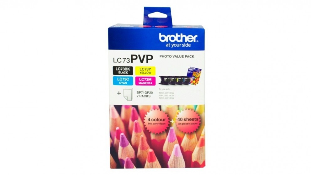 Brother MFC-J6510DW/J6710DW/J6910DW Photo Value Pack B/C/M/Y Ink + 40sht Photo Paper