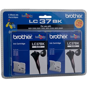 Brother LC-37BK Black Ink Cartridge - Twin pack 350 pages each
