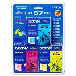 Brother LC-57CL3PK Cyan, Magenta & Yellow Colour Pack - 400 pages each