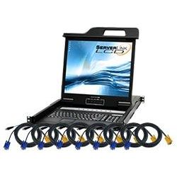 ServerLink 19 inch LCD Drawer 8 Port IP KVM with Cables