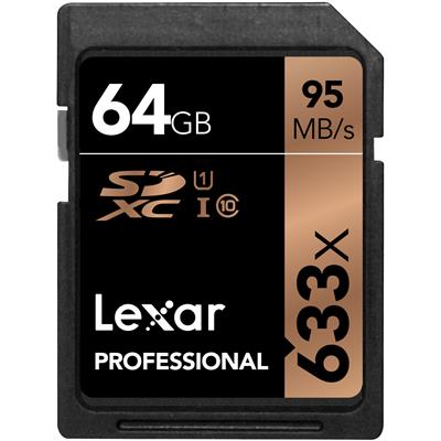 Lexar Professional 633x 64GB SDHC SDXC U1 Card - up to 95MB/s