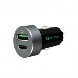 mbeat QuickBoost C Dual Port Qualcomm Certified Quick Charge 2.0 and USB Type-C Car Charger