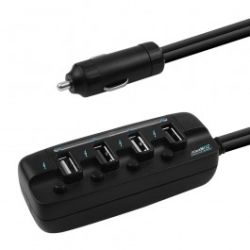 mbeat 4-Port 40W Rapid Car Charger with ON/OFF switches