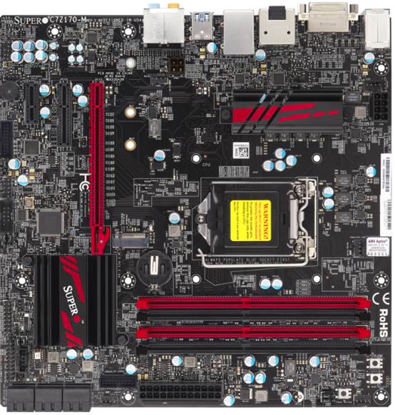 Supermicro Z170, 4x DDR4, M.2, SATA RAID, 7.1 Audio, DP, HDMI, DVI-D, mATX