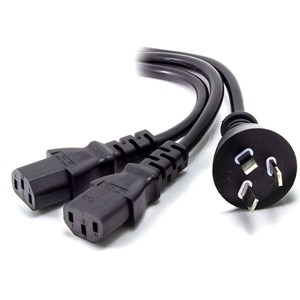ALOGIC 1m Aus 3 Pin Mains Plug to 2 X IEC C13 Y Splitter Cable  Male to 2 X Female