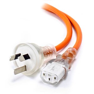 ALOGIC 1m Medical Power Cable Aus 3 Pin Mains Plug (Male) to IEC C13 (Female) -Orange