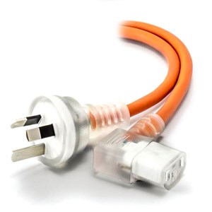 ALOGIC 2m Medical Power Cable Aus 3 Pin Mains Plug (Male) to Right Angle IEC C13 (Female) Orange