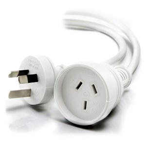 ALOGIC 2m Aus 3 Pin Mains Power Extension Cable WHITE - Male to Female - MOQ:9