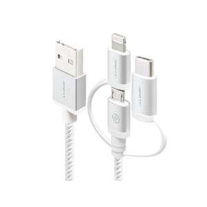 ALOGIC 3-in-1 Charge & Sync Cable - Micro USB, Lightning & UBS-C - 30cm Silver - PRIME Series (Apple Certified under MFi) - MOQ:3
