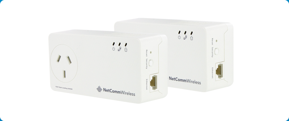 Netcomm Twinpack AC Powerline AC Pass Through Compact Housin