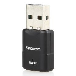 Simplecom NW382 USB Mini Wireless N Wifi Adapter 802.11n 300Mbps• Support Windows 10• Linux MAC OS 10.4 - 10.11