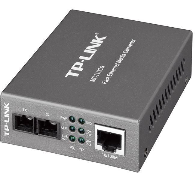 TP-Link MC110CS 10/100Mbps Single-Mode Media Converter  convert 100BASE-FX fiber to 100Base-TX copper media Extends fiber distance up to 20km