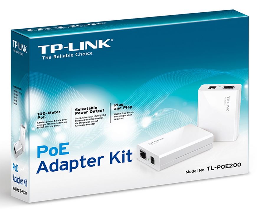 TP-Link TL-POE200 PoE Injector Splitter 10/100Mbps Power Over Ethernet Adapter Kit carry Power & Data over 100m Plug & Play