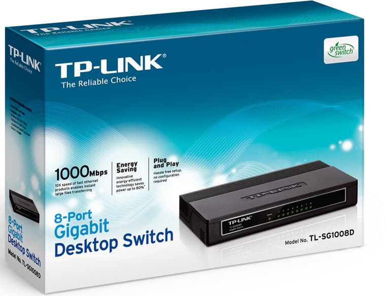 TP-Link TL-SG1008D 8-Port Gigabit Unmanaged Switch Desktop Wall-Mounting Plastic Case Fanless Supports MAC address 802.1p/DSCP QoS