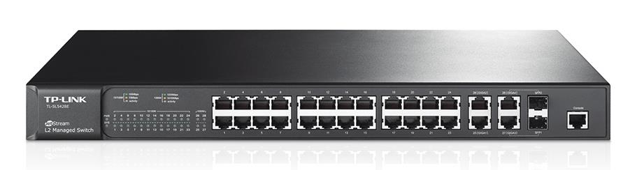 TP-Link TL-SL5428E JetStream 24-Port 10/100Mbps + 4-Port Gigabit L2 Managed Switch 12.8Gbps Bandwidth 9.5Mpps Forwarding Rate 8k MAC 4K VLANs LS