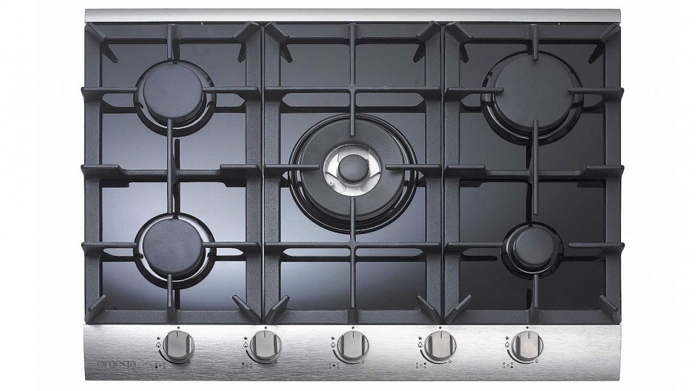 Omega 70cm 5 Burner Gas Cooktop - Black