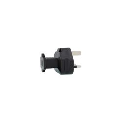 Manufacturer: InLine. Black in-line power adapter to convert from two-pin US to United Kingdom power plug. Please note the power adapters are in line plug adapters only and do not alter voltages,