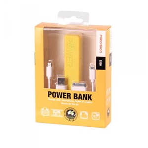 2200mah Emergency Power Bank with 3 in 1 Charging Cable Precision YELLOW