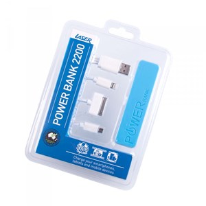 2200mah Emergency Power Bank with 3 in 1 Charging Cable BLUE