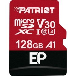 Patriot PEF128GEP31MCX, 128GB EP Series Micro SDXC V30 A1, Read Speed: 100 MB/s & Write speed: 80 MB/s, Flash card type: MicroSDXC, Flash memory class: Class 10, UHS Speed Class: Class 3 (U3),
