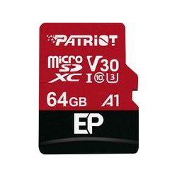 Patriot PEF64GEP31MCX, 64GB EP Series Class V30, Read Speed: 100MB/s & Write Speed: 80 MB/s, MicroSDHC/XC & UHS-I & U3 Flash Card, 4K Video recording, UHD photography, SD adapter, 5