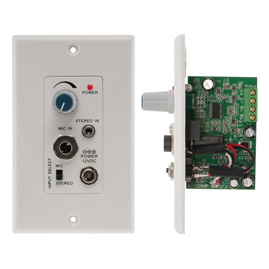 STEREO AUDIO AMP - WALL PLATE FOR IN CEILING PASSIVE SPEAKER D-CLASS AMP 15W RMS  0.06 THD